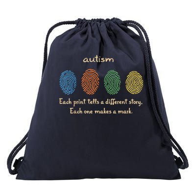 Fingerprint Autism Each Print Tells A Different Story Drawstring Bag