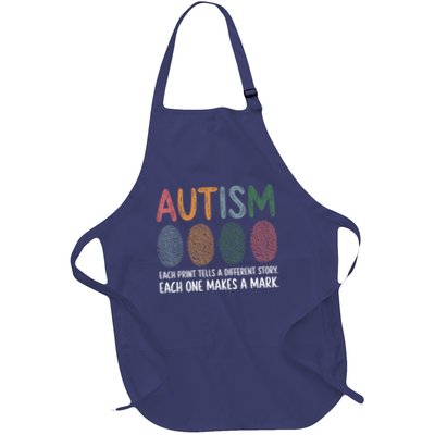 Fingerprint Autism Each Print Tells A Different Story Full-Length Apron With Pockets