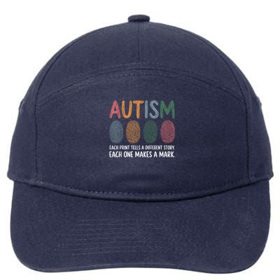 Fingerprint Autism Each Print Tells A Different Story 7-Panel Snapback Hat