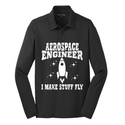 Funny Aerospace Engineer Dad Mom Space Humor Dad Joke Gift Silk Touch Performance Long Sleeve Polo