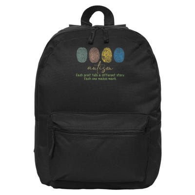 Fingerprint Autism Each Print Tells A Different Story 16 in Basic Backpack