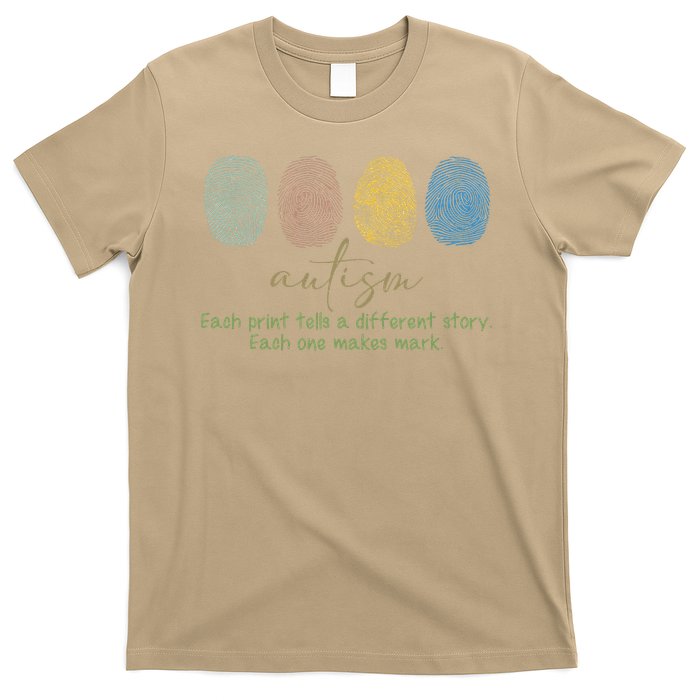 Fingerprint Autism Each Print Tells A Different Story T-Shirt