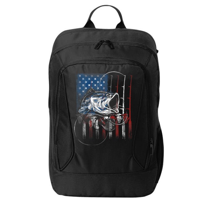 Fishing American Flag Vintage Usa Bass Fisherman Gift City Backpack