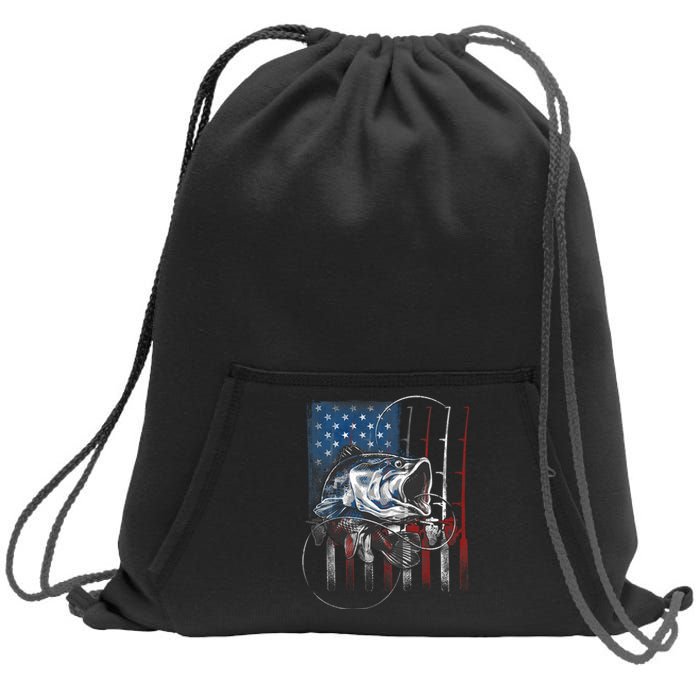 Fishing American Flag Vintage Usa Bass Fisherman Gift Sweatshirt Cinch Pack Bag