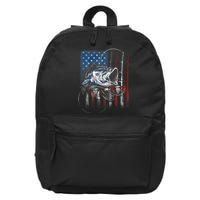 Fishing American Flag Vintage Usa Bass Fisherman Gift 16 in Basic Backpack