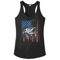 Fishing American Flag Vintage Usa Bass Fisherman Gift Ladies PosiCharge Competitor Racerback Tank