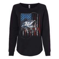 Fishing American Flag Vintage Usa Bass Fisherman Gift Womens California Wash Sweatshirt