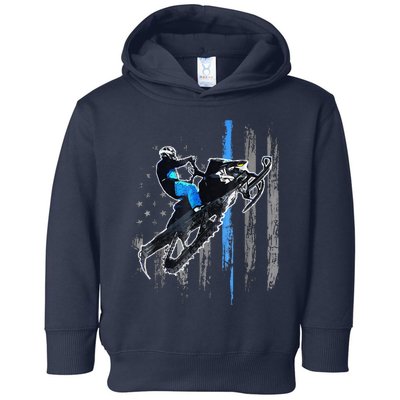 Funny American Flag Snowmobile Snowmobile Riding Gift Toddler Hoodie