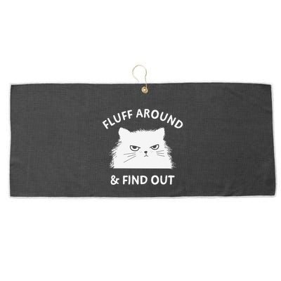 Fluff Around Funny Sarcastic Cat Lady Quote Humor Large Microfiber Waffle Golf Towel
