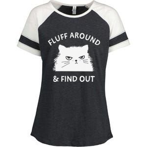 Fluff Around Funny Sarcastic Cat Lady Quote Humor Enza Ladies Jersey Colorblock Tee