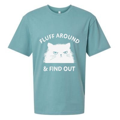 Fluff Around Funny Sarcastic Cat Lady Quote Humor Sueded Cloud Jersey T-Shirt