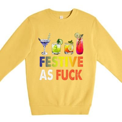 Festive As F Ck Funny Christmas Holiday Cocktail Drinking Premium Crewneck Sweatshirt