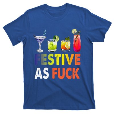 Festive As F Ck Funny Christmas Holiday Cocktail Drinking T-Shirt