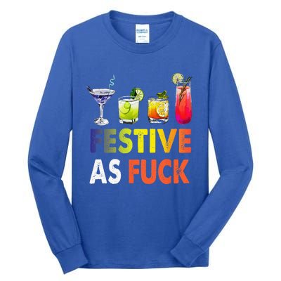 Festive As F Ck Funny Christmas Holiday Cocktail Drinking Tall Long Sleeve T-Shirt