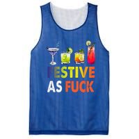 Festive As F Ck Funny Christmas Holiday Cocktail Drinking Mesh Reversible Basketball Jersey Tank