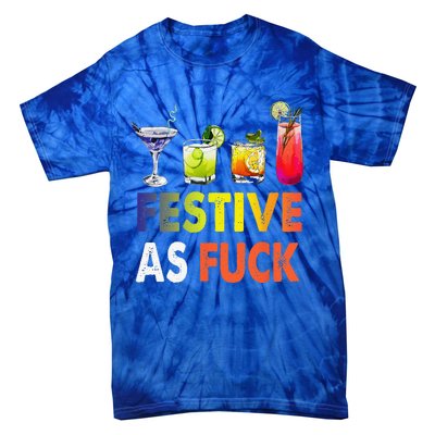 Festive As F Ck Funny Christmas Holiday Cocktail Drinking Tie-Dye T-Shirt