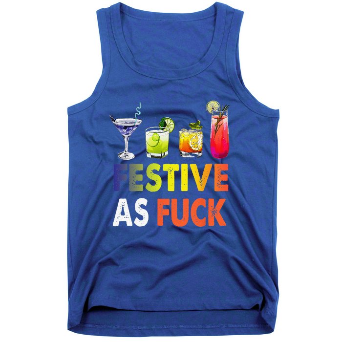 Festive As F Ck Funny Christmas Holiday Cocktail Drinking Tank Top