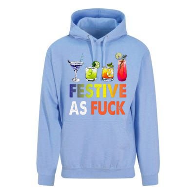 Festive As F Ck Funny Christmas Holiday Cocktail Drinking Unisex Surf Hoodie