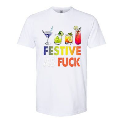 Festive As F Ck Funny Christmas Holiday Cocktail Drinking Softstyle CVC T-Shirt