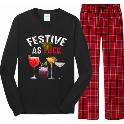 Festive As F Ck Funny Ugly Christmas Holiday Cocktail Juice Long Sleeve Pajama Set