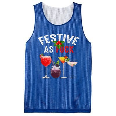 Festive As F Ck Funny Ugly Christmas Holiday Cocktail Juice Mesh Reversible Basketball Jersey Tank