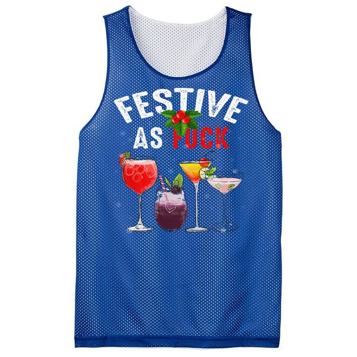 Festive As F Ck Funny Ugly Christmas Holiday Cocktail Juice Mesh Reversible Basketball Jersey Tank