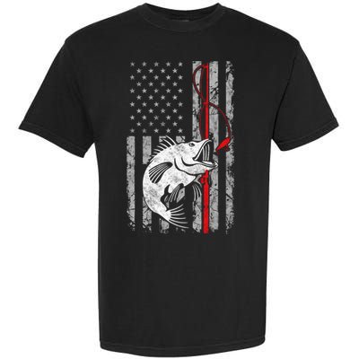 Fishing American Flag Vintage USA Bass Fisherman Garment-Dyed Heavyweight T-Shirt