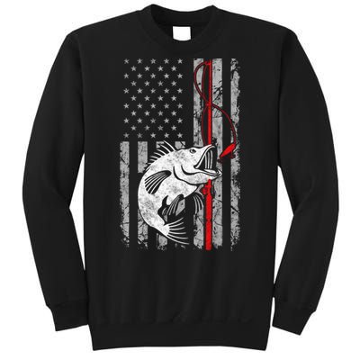 Fishing American Flag Vintage USA Bass Fisherman Sweatshirt