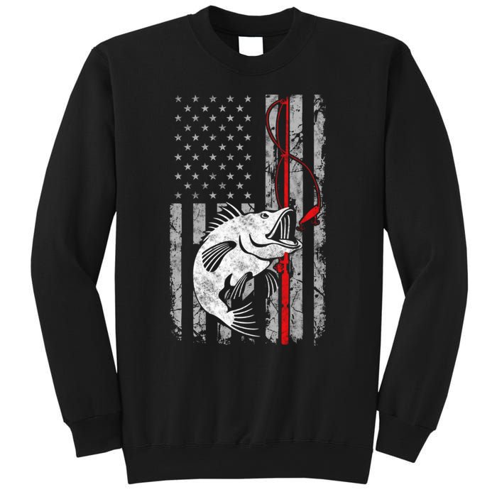 Fishing American Flag Vintage USA Bass Fisherman Sweatshirt