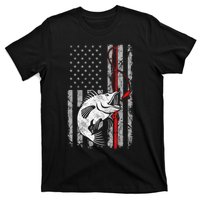 Fishing American Flag Vintage USA Bass Fisherman T-Shirt