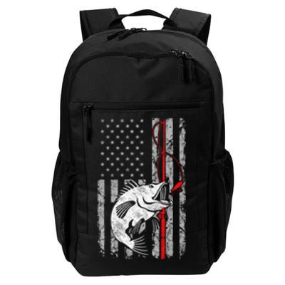 Fishing American Flag Vintage USA Bass Fisherman Daily Commute Backpack