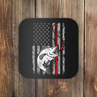 Fishing American Flag Vintage USA Bass Fisherman Coaster