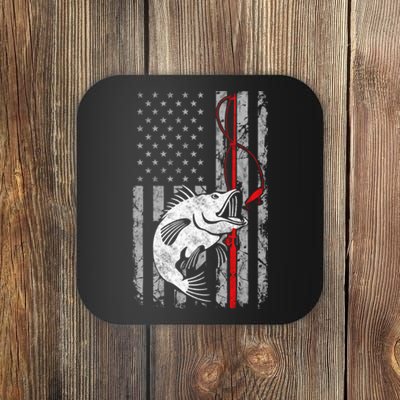 Fishing American Flag Vintage USA Bass Fisherman Coaster