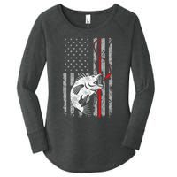 Fishing American Flag Vintage USA Bass Fisherman Women's Perfect Tri Tunic Long Sleeve Shirt