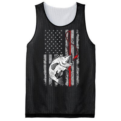 Fishing American Flag Vintage USA Bass Fisherman Mesh Reversible Basketball Jersey Tank