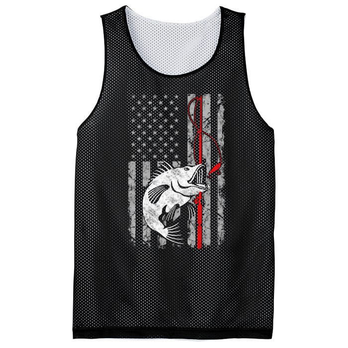 Fishing American Flag Vintage USA Bass Fisherman Mesh Reversible Basketball Jersey Tank