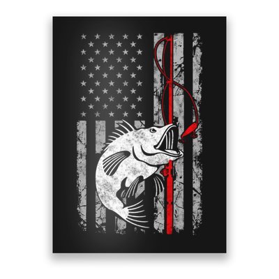 Fishing American Flag Vintage USA Bass Fisherman Poster
