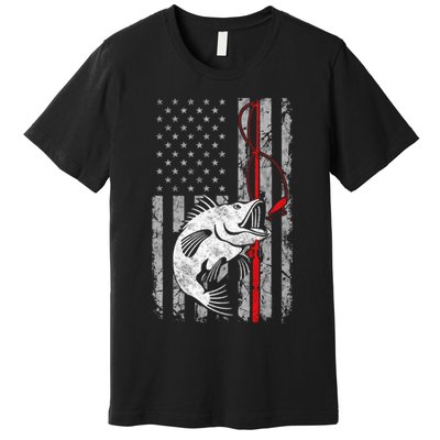 Fishing American Flag Vintage USA Bass Fisherman Premium T-Shirt