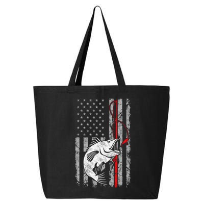 Fishing American Flag Vintage USA Bass Fisherman 25L Jumbo Tote