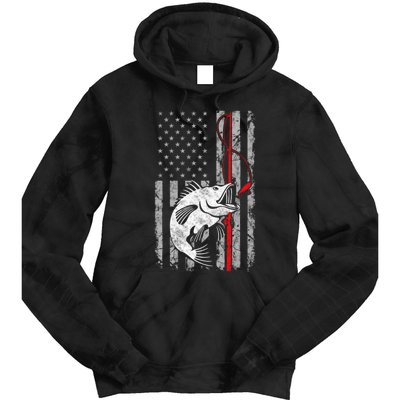 Fishing American Flag Vintage USA Bass Fisherman Tie Dye Hoodie