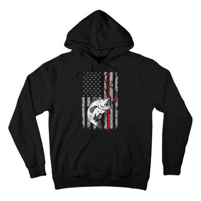 Fishing American Flag Vintage USA Bass Fisherman Tall Hoodie