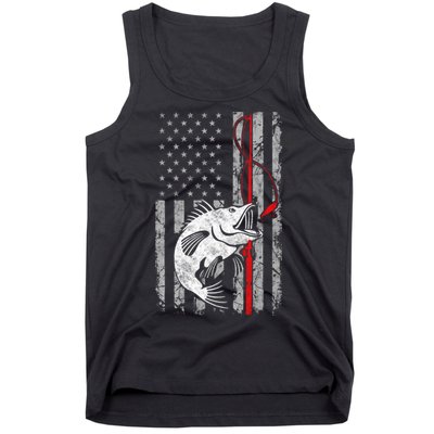 Fishing American Flag Vintage USA Bass Fisherman Tank Top