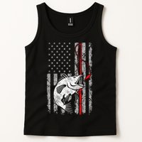Fishing American Flag Vintage USA Bass Fisherman Tank Top
