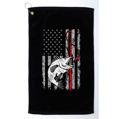 Fishing American Flag Vintage USA Bass Fisherman Platinum Collection Golf Towel