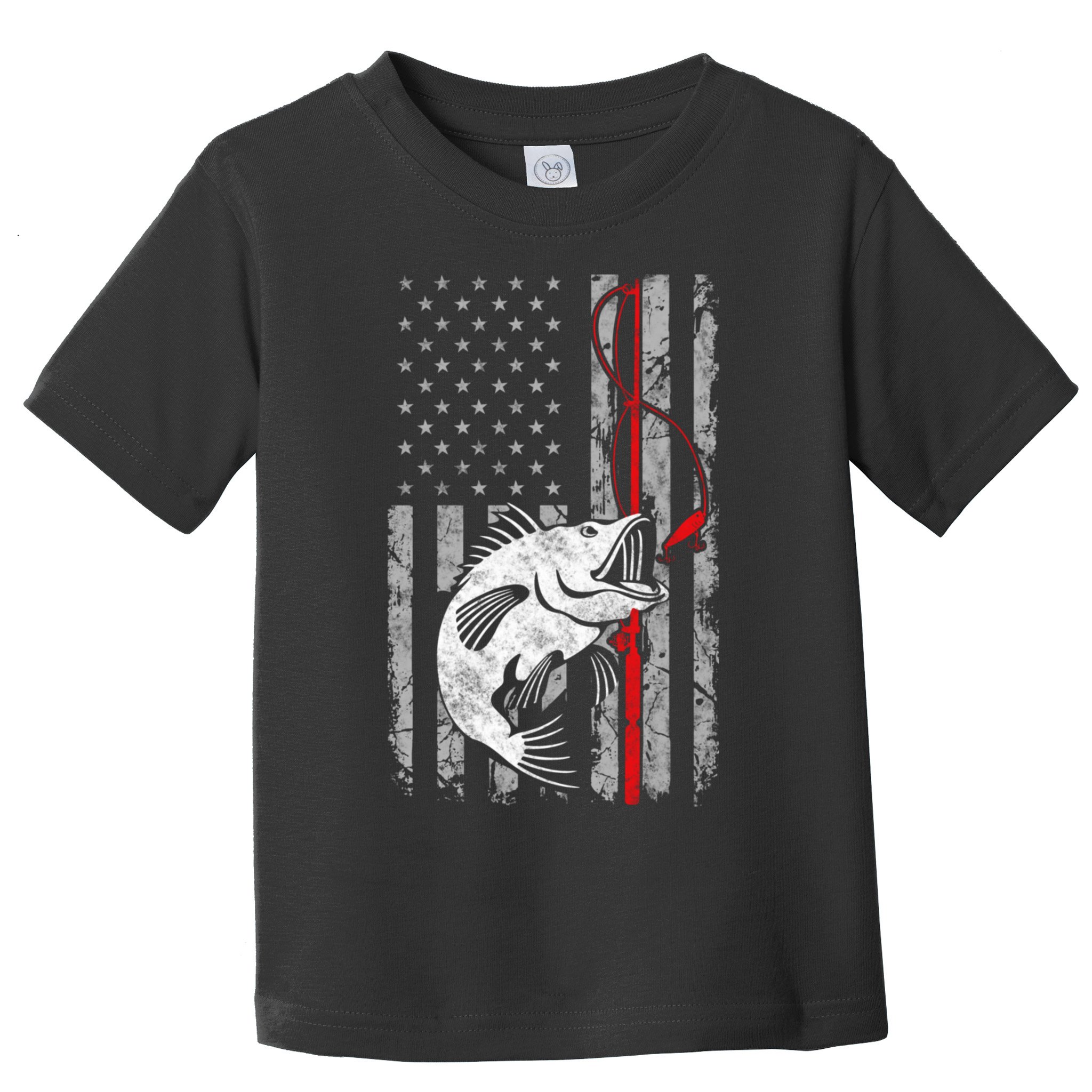 Fishing American Flag Vintage USA Bass Fisherman Toddler T-Shirt