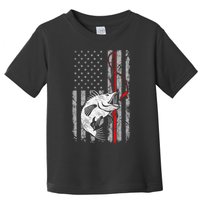 Fishing American Flag Vintage USA Bass Fisherman Toddler T-Shirt