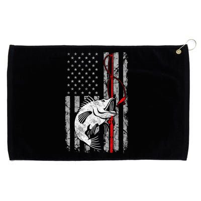 Fishing American Flag Vintage USA Bass Fisherman Grommeted Golf Towel