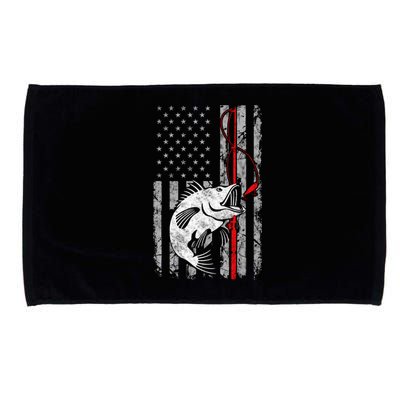 Fishing American Flag Vintage USA Bass Fisherman Microfiber Hand Towel