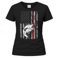 Fishing American Flag Vintage USA Bass Fisherman Women's T-Shirt