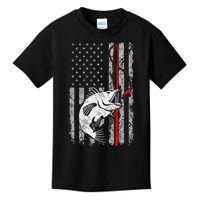 Fishing American Flag Vintage USA Bass Fisherman Kids T-Shirt